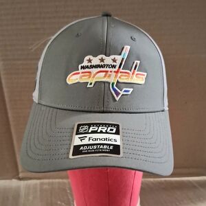 Gray Washington Capitals Adjustable Hat Fanatics Authenti Pro